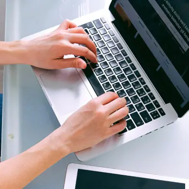 employer with laptop